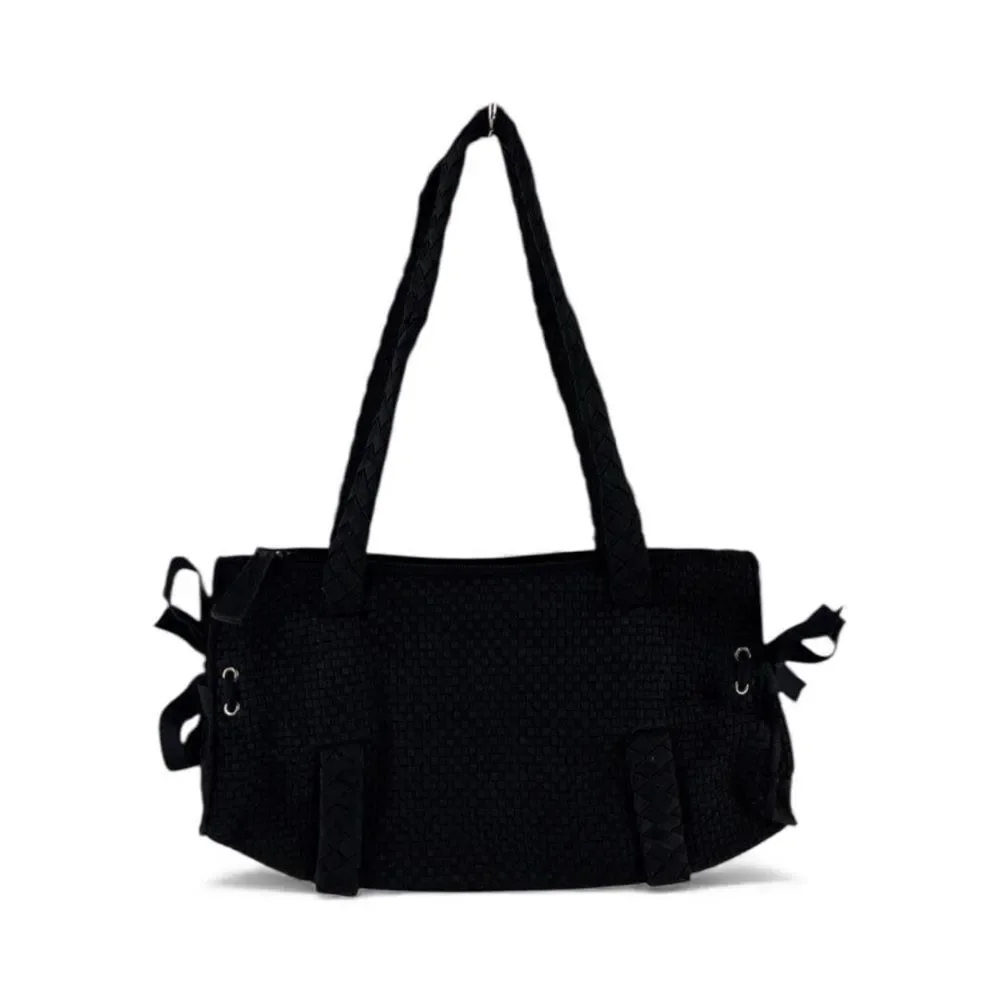 The Sak Black Woven Nylon Tote Bag – Braided Straps, Shoulder Bag